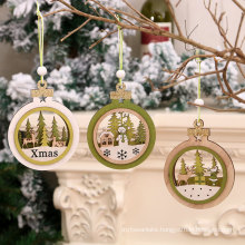 New Year 2022 1PC 2D 3D Christmas Ornament Wooden Hanging Pendants Star Xmas Tree Bell Christmas Decorations For Home Navidad